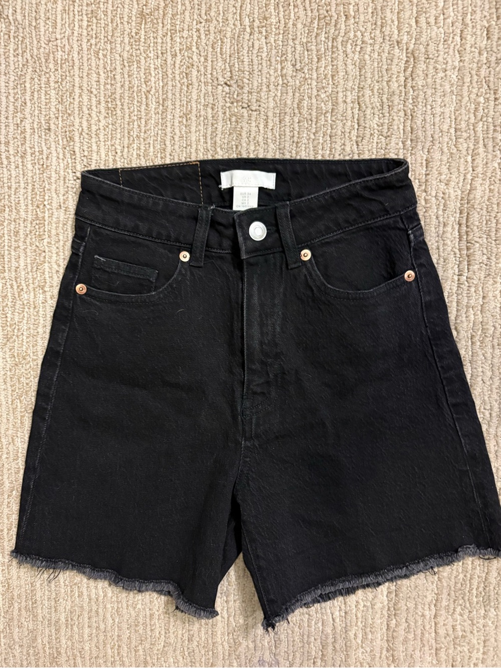 H&M Black High-Rise Denim Cutoff Shorts Size 2